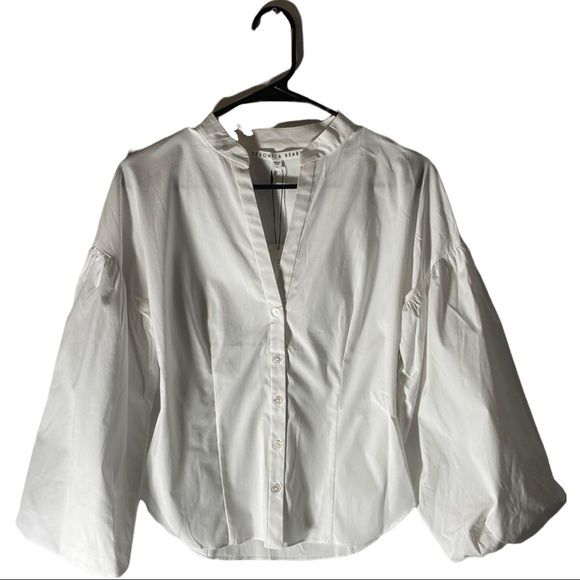NWT VERONICA BEARD Aileen Puff Sleeve Poplin Blouse - Picture 6 of 7